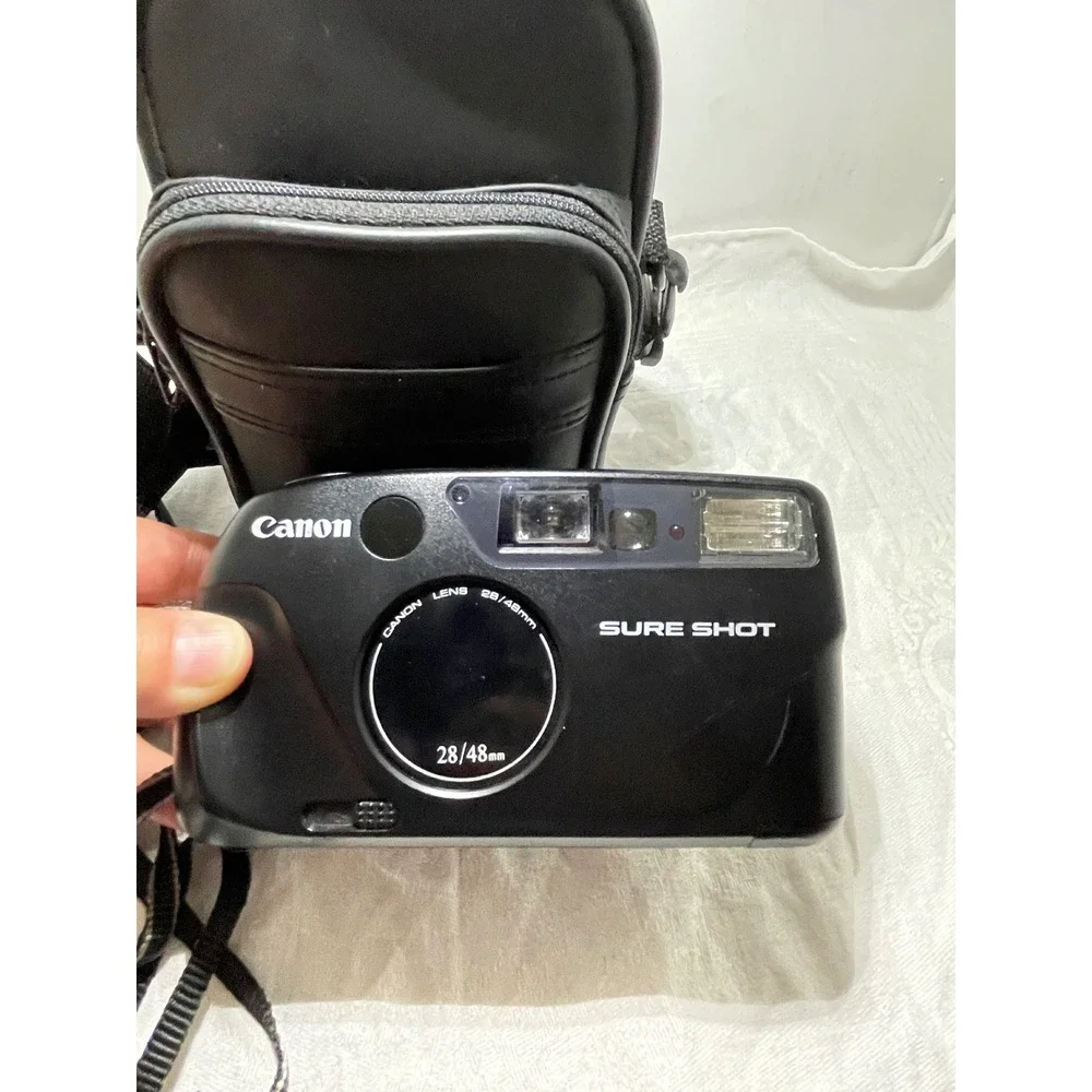 Canon Sure Shot 28/48mm Lens Point & Shoot 35mm Film Camera with Case As Is